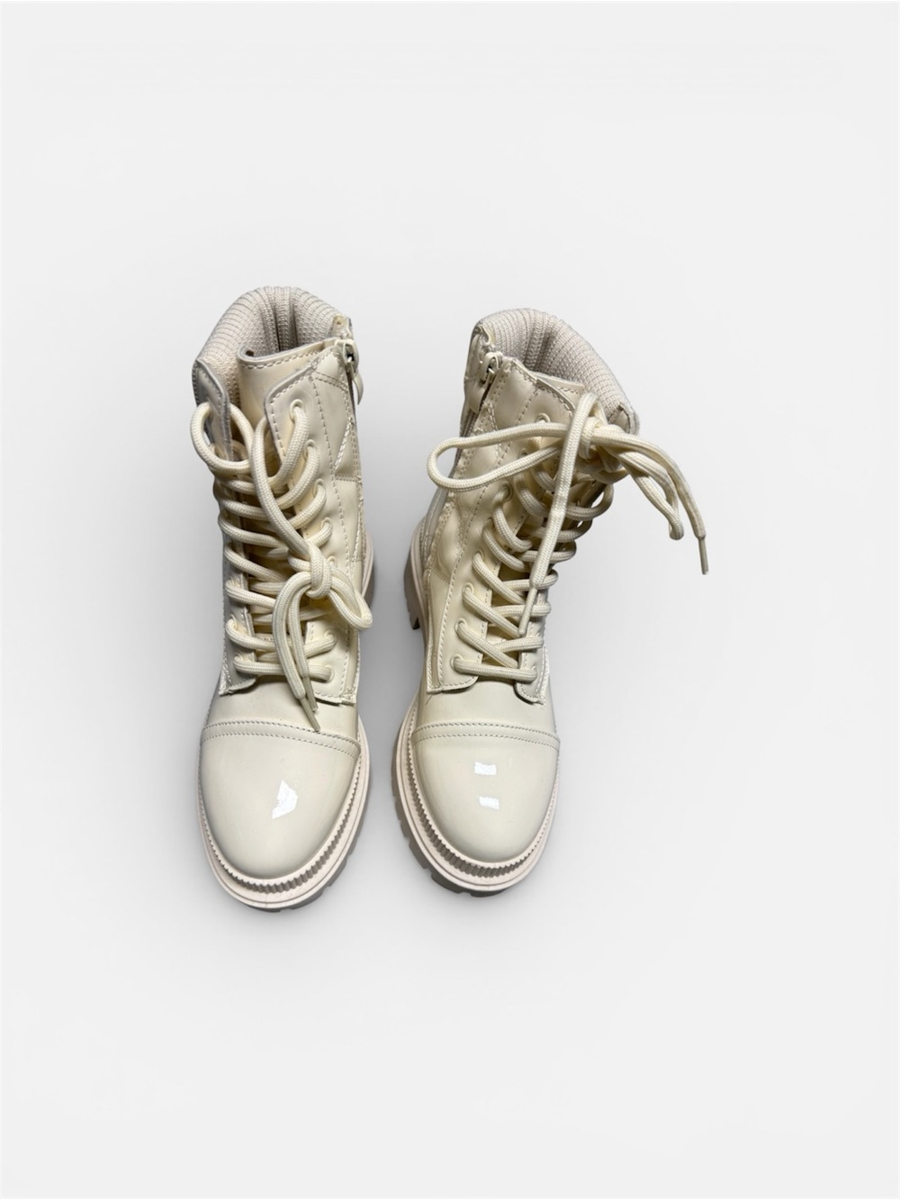 Women's Lace-Up Combat Boots in Cream